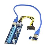 JSER PCI-E 1 X-zu-16 X-Mining-Maschine, Extender-Riser-Adapter mit USB 3.0 und 6-poligem Netzkab