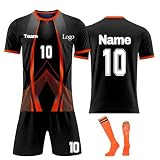 Generisch Personalisierte Fußballtrikots mit Namen, Nummern und Logos, Fussball Trikots Shorts und Stutzen für Kinder/Erwachsene, Fußballtrikots für Jungen/Herren, Trainingsanzüg