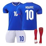 Frankreich Fußball Trikot, 24 Hause/Auswärts Fußball Trikot Kinder Erwachsener, Nr.7 10 Trikots Shorts und Socken Anzug Jungen H