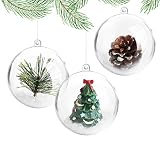 ilauke 20 Stück Christbaumkugeln Weihnachtskugeln Acrylkugeln Transparent Set mit Federn- Perlenfaden- Schneeflocken für Saisonal Deko, Hochzeit, Bemahlung, Weihnachtsbaumschmuck, Party (80mm)