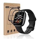 REROXE 2 Stück Schutzfolie für Panzerglas für Fitbit Versa 3/Fitbit Sense/Fitbit Sense 2, 3D Volle Abdeckung Anti-Kratzer Fitbit Versa 3 Displayschutzfolie, Ultra Transparent Fitbit Sense Schutzg