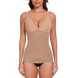 MISS MOLY Damen Unterhemd Bauch Weg Formende Tank Top Elastizität Shapewear Unterhemd Damen Figurformendes Trägertop Body Shaper Camisole Shaping Hemd（Beige, XXL）