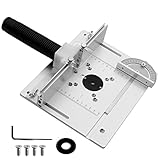 Set mit 3 Frästisch Einlegeplatten, Aluminiumlegierung,Frästisch Einlegeplatte für Oberfräsen, Frästisch Bausatz, Fräsplatte Gravur-Hilfswerkzeug mit Gehrungslehre (1)