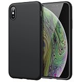 JETech Silikon Hülle für iPhone X, iPhone XS, 5,8-Zoll, seidigem Ganzkörper Handyhülle, mit weichem Mikrofaser-Innenfutter stoßfestes Abdeckung (Schwarz)