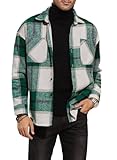 Meilicloth Kariertes Hemd Herren Grün Hemdjacke Herren Leinenhemd Herren Langarm Herren Hemden Business Hemd Herren M