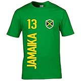 FanShirts4u Herren Fan-Shirt Jersey Trikot - Jamaika/Jamaica - T-Shirt inkl. Druck Wunschname & Nummer WM (L, Jamaika/grün)