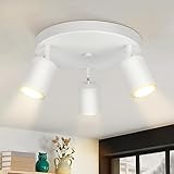 ZMH LED Deckenlampe Flur Deckenleuchte Wohnzimmer - Deckenstrahler 3 Flammig Modern Strahler Weiß Rund Deckenspots GU10 Metall Flurlampe Spot Schwenkbar Design Spotleuchte für Schlafzimmer Kü
