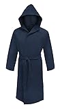 Puraluna Bademantel aus weicher Mikrofaser, mit Kapuze, Außentasche für Damen und Herren, marineblau, 3XL