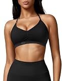 ZAAYO Damen Sport BH Rückenfreie Neckholder Gym Bra Crush Halter Sport BHS Gepolsterte Push Up Bras Mittlere Unterstützung Workout BH Workout Yoga Top Schwarz S