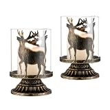 Kerzenhalter Weihnachtsdeko Windlichter Weihnachten Deko: Candeldo 2er Set Hirsch Kerzenständer aus Metall Weihnachten Dekoration Vintage Landhaus Deko für Tisch Fenster Wohnzimmer (Schwarz)