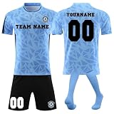 Generisch Fussball Trikots Shorts und Socken Anzug, Personalisierte Fußball Trikot für Jungen/Herren, Fussball Trikot mit eigenem Namen Nummer und Logo Kinder/Erw