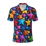 BGSHJVF Herren-Poloshirt mit Farbstern-Aufdruck, kurzärmelig, Golf-Shirts für Herren, Anlässe, Schwarz, 4X-Groß