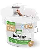 AlpenKalk® Allergiefreundlicher Rollputz innen grob - Hohe Deckkraft, Verarbeitungsfertig, Einfach - Roll- und Streichputz innen - 1,0mm Körnung [7 kg für ca. 12 m²]