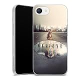 Slim Case extra dünn kompatibel mit Apple iPhone 16e 2025 Silikon Handyhülle transparent Hülle Motivation Tiere Tig