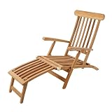 Riess Ambiente massive Gartenliege EMPIRE TEAK 195cm Natur Teakholz Deckchair Terrassenliege Balkonliege Outdoor-Liege Relaxliege Holzlieg