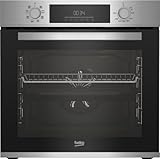 Beko BBSM12340X Einbau-Backofen-Set, zwei autarke Geräte: Induktionskochfeld mit 4 Kochzonen, Backofen mit 8 Heizarten, 72 l Garraum-Volumen, Kindersicherung, Sensortasten, Schwarz/E