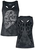 Rock Rebel by EMP Damen schwarzes Top mit Frontprint und Cut-Outs am Rücken S