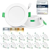 ALUSSO LIGHTING LED Einbaustrahler 230V 7W Deckenspots, 3000K/4000K/6500K Einbauspots, flach Dimmbar Ultra Slim Spots IP44 Deckenstrahler Einbauleuchten für Badezimmer Küche, Rund Weiss 12er S