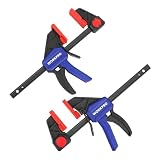 WORKPRO Einhandzwingen 2 Stück, Schraubzwingen Set 2 in 1 zum Spannen, Dehnen, Spannweite 150mm, Dehnbereich 285mm, Spannkraft 68kg für einfaches und stabiles Fixieren von Holz Möbel mit einer H