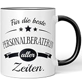 JUNIWORDS Tasse, Für die beste Personalberaterin aller Zeiten, Schwarz (6096185)