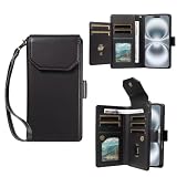 SLWYF Handyhülle für Samsung Galaxy J7 Prime Hülle, Wallet Premium PU Leder Klapphülle Brieftaschen Schutzhülle mit 11 Kartenfächer und Standfunktion Handyhülle, Schw