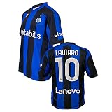 Inter - Personalisiertes Heimtrikot mit Name und Nummer von Lautaro/Barella mit Patch Ebay 2023, offizielle Replik, Blau, Schwarz, 100% Polyester, Erw