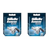 Gillette Sensor Excel Rasierklingen, 10 Ersatzklingen für Nassrasierer Herren mit Doppelklinge (Packung mit 2)
