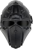 Taktische Airsoft-Maske mit vollem Gesicht, mit Brillen-Augenschutz, for CS Outdoor-Jagdspiel BB(Black)