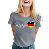 Deutschland Trikot 2024 Damen Fan Shirt Rundhals Kurzarm T-Shirt Sport Fussball Tshirt deutschland Trikot em 2024 Damen pink Gym Slim-Fit Oberteile deutschland t shirt D