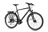 Airtracks 28 Zoll Trekking Herren Fahrrad Trekkingbike TR.2845 Trekkingrad City Bike Shimano 27 Gang ALIVIO RD-M4000 SGS Kettenschaltung Nabendinamo Schwarz Matt - 52cm Körpergröße 165-175