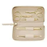 ZWILLING Maniküreset (5 Teilig, Echtleder Etui, Reiseset, mit Nagelschere und Nagelhautschere), Premium, Gold E