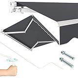 Dripex Markise 200 x 150 cm Manuelle Gelenkarmmarkise Wasserdicht und Sonnenschutz, Terrassenmarkise Größen wählbar, Sonnenmarkise für Terrasse Balkon, Gelenkmarkise Dunkelgrau, Montag