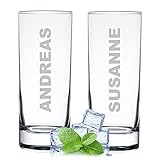 polar-effekt Wasser Trinkglas 2er-Set 485 ml mit personalisierter Gravur - spülmaschinenfestes Glas - für Longdrinks, Cocktails, Saft und Smoothies - das perfekte Geschenk