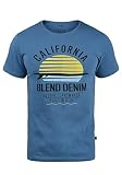 Blend Califo Herren T-Shirt Kurzarm Shirt mit Print und Rundhalsausschnitt, Größe:M, Farbe:Federal Blue (74001)
