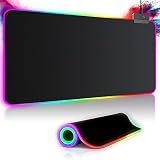 Gaming Mauspad RGB Mousepad 800x300mm XXL Gaming Mousepad groß mit 14 Beleuchtungs Modi 7 LED Farben Wasserdicht Anti Rutsch für Computer PC Professionelle Gamer, Schw