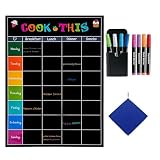 Magnettafel, DumanAsen Wochenplaner für Kühlschrank/Trocken abwischbares Whiteboard, magnetisch Menüplaner Kalender, inklusive 8 Whiteboard Marker - 42cm x 32cm, (Schwarz)
