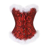 Generico Korsett Schwarz Damen Pirat Übergrößen 2024 Korsett Unterwäsche Kordelzug Korsett Lila Braun Gothic Korsett Damen Schwarz mit Trägern Spitze Bustier Top Underbust Abendkorsett, Wein, XXL