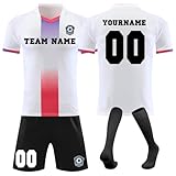 Generisch Fussball Trikot mit eigenem Namen Nummer und Logo für Kinder/Erwachsene, Personalisierte Fußball Trikot, Fußball Trikots Shorts und Socken Anzug Jungen/H
