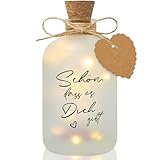 Ulikey LED Flaschenlicht mit Spruch - Schön, dass es Dich gibt, Beleuchtete Flasche, Dekoflaschen mit Korken, Leuchtflasche Personalisiert Geschenk für Geburtstag Hochzeit Weihnachten (Gefrostet)