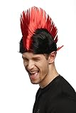 WIG ME UP - XR-012-P103/PC13 Perücke Karneval Fasching Iro Irokese Mohawk Punk rot schw