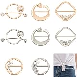 AHANDMAKER 8 Stück T-Shirt-Clips Für Frauen, Seidenschal Verschlussclip, Runde Kleiderklammern Schnalle Krawattenringe Mit Perle Und Strass Kreisclip Taillenschnalle Für Kleiderwickelhalter Eck