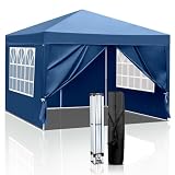 LEADZM Pavillon 3x3m Pop-up Faltpavillon,Wasserdichter,Winterfest,Höhenverstellbar,UV Schutz 50+,Gartenzelt,Partyzelt,Camping,Stahlrahmen,mit 4 Seitenteilen,B