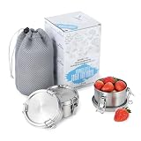 Kieaisy Edelstahl Dose (3 Stück), Lebensmittelbehälter Kinder, 200ml Klein Dosen, Snackbox, Aufbewahrungsdosen mit Deckel, Lunchbox Auslaufsicher Geeignet für Snacks, Obst, Müsli, Gewü