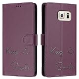 Handyhülle für Samsung Galaxy S6 Edge Hülle Lächeln Muster Lederhülle Flip Handyhülle für Samsung S6 Edge mit Kartenfach Wallet Stoßfest Case Kompatibel mit Samsung Galaxy S6 Edge Cover (6)
