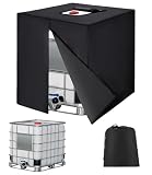 600D IBC Tank Abdeckung 1000L, Wassertank Abdeckplane, IBC Container Zubehör, Anti-UV Schutzplane Regenwassertank Abdeckung, IBC Wassertank Abdeckung, 116 x 100 x 120 cm (Schwarz)