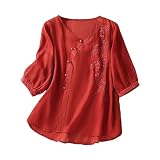 Musselin Bluse Damen Leinenbluse Sommer Elegant Hemdbluse,Bluse Blümchen,Bluse Mit Schößchen,Schlupfblusen,Hemd Leinen,Stehkragenbluse D