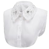 Metyou Einsteckkragen für Damen mit Spitze, Halbhemd, abnehmbar, falscher Kragen, Baumwolle, Choker-Krawatte, 01Weiß, M Große Größ