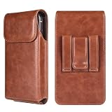 Handy-Holster mit Gürtelclip, PU-Leder, Gürtelschlaufe, Beutelhalter für iPhone 16 Pro Max, Google Pixel 8 Pro, Samsung Galaxy A15, A25, A55, A14, A05, A05s, S24 Ultra S23 Ultra (Braun, L)