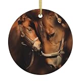QGWDYYJQ Weihnachtsbaumschmuck mit Pferdemotiv, Keramik, zum Aufhängen, Dekoration zum Aufhäng