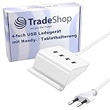 Trade-Shop 4-Fach USB Mehrfachstecker kompatibel mit Sony Xperia X/XZ/XZ Premium / XZ1 Compact iPhone/iPod/iPad Sony Ericsson Samsung Motorola LG PSP Nok